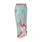 Sage Bloom Resort Cotton Sarong - Seagreen & Multicolour