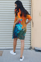 Canvas & Chaos Abstract Print Short Kaftan