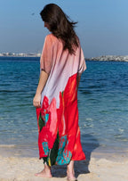 Coral Mirage Floral Long Kaftan
