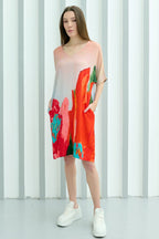 Coral Mirage Floral Short Kaftan
