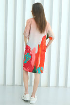 Coral Mirage Floral Short Kaftan
