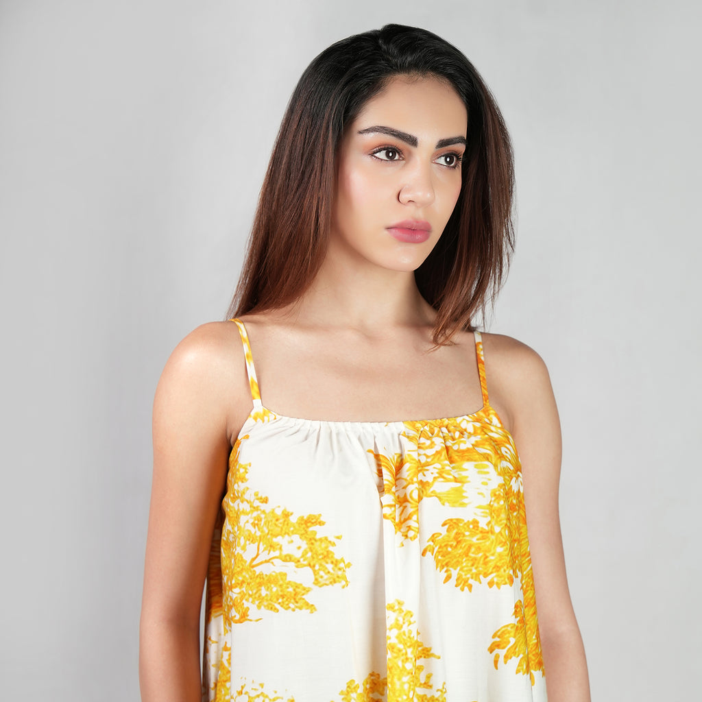 A Place In Time Scenic Toile Countryside Spaghetti Strap Maxi Dress