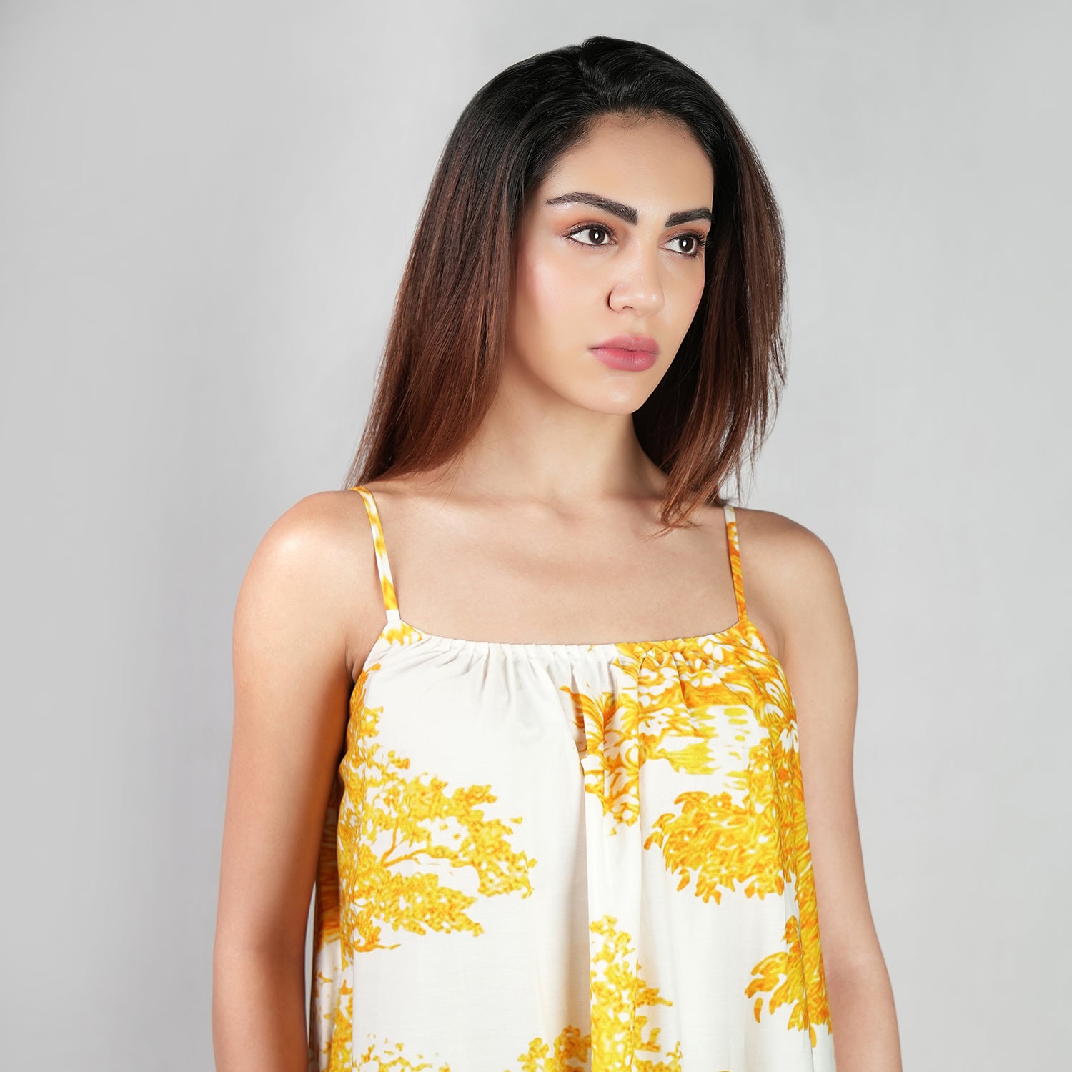 A Place In Time Scenic Toile Countryside Spaghetti Strap Maxi Dress