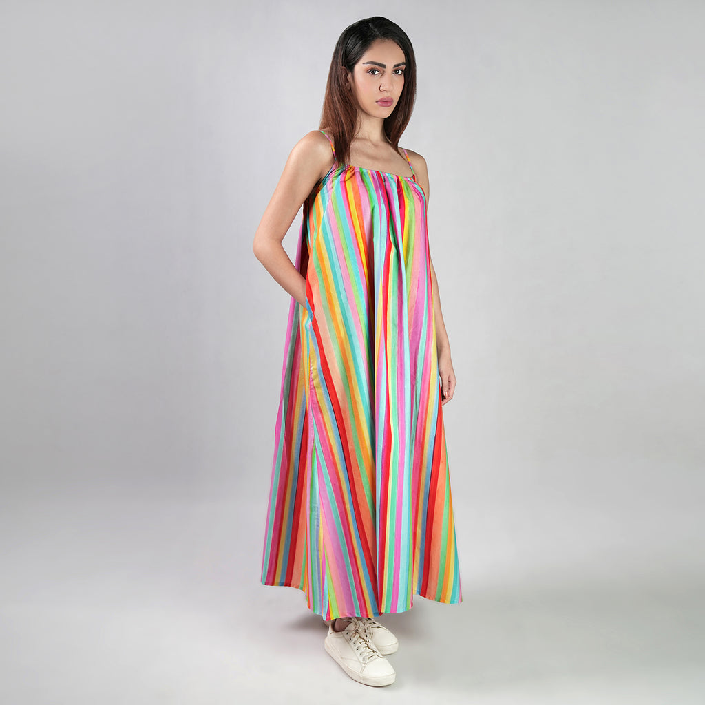 The Palette Colorful Stripes Maxi Dress -Multicolor