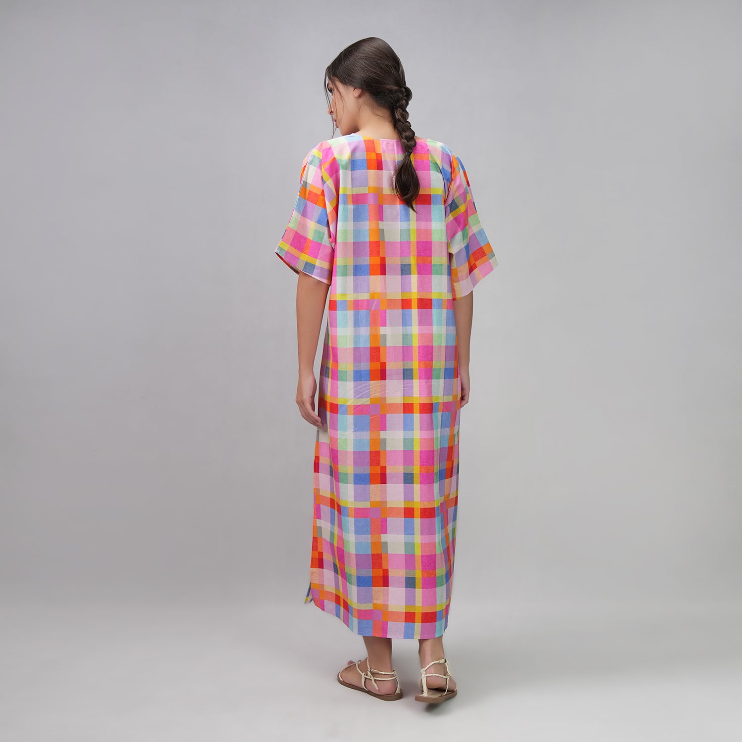 Palette Picnic Long Kaftan Dress With Side Slit