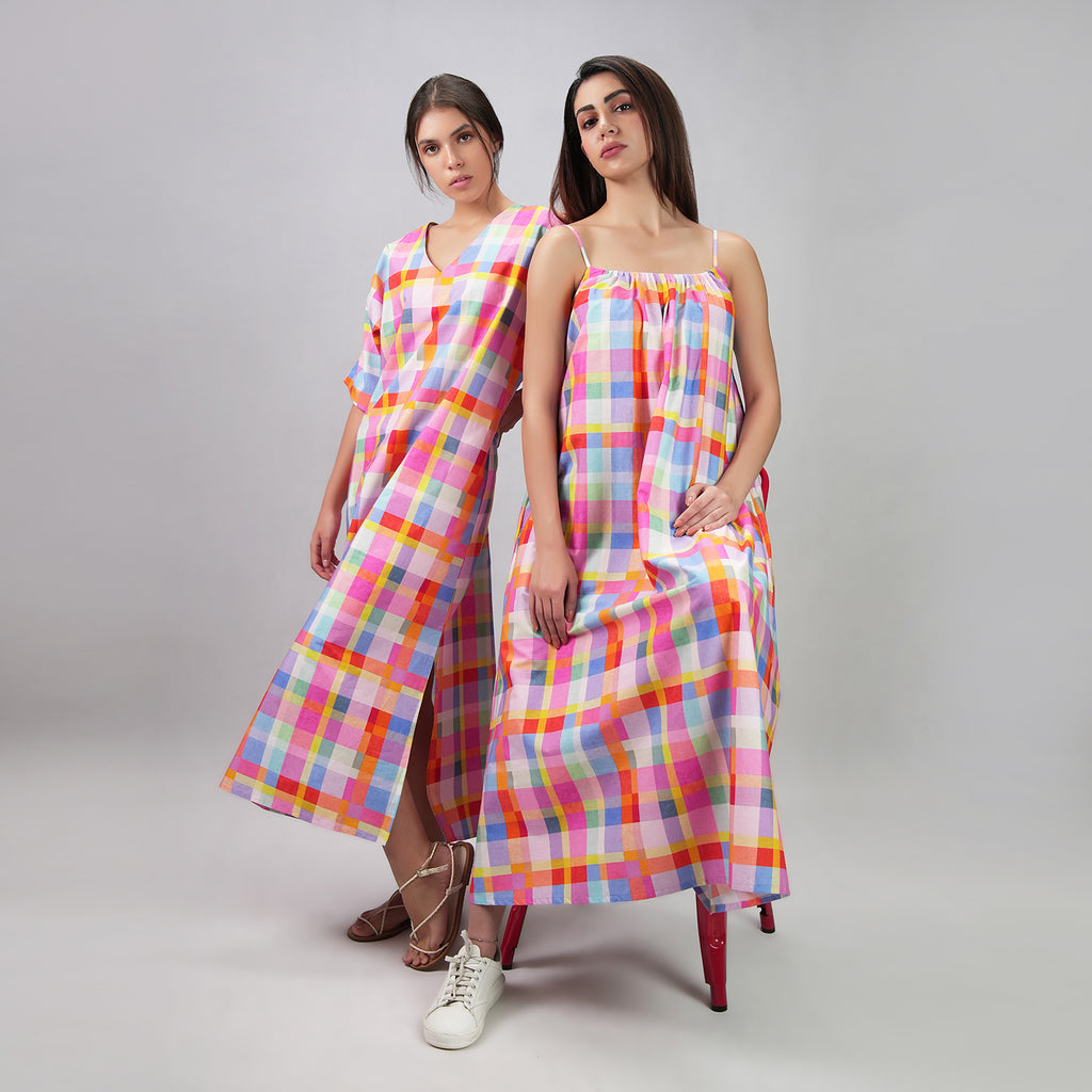 Palette Picnic Long Kaftan Dress With Side Slit