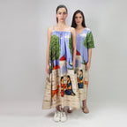 Saanjh Heritage Art Print Long Kaftan Dress