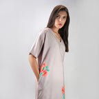The Floral Archive Rose Print Long Kaftan Dress