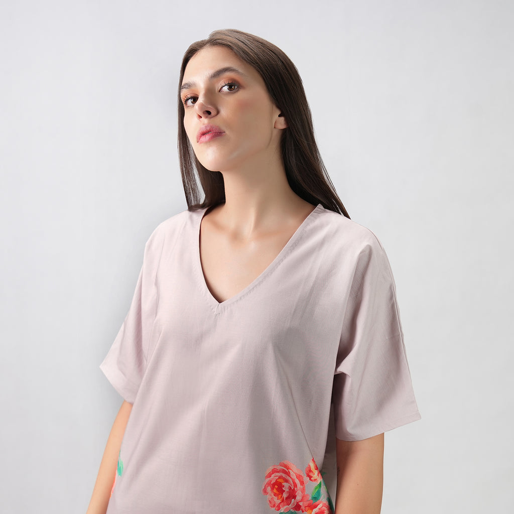 The Floral Archive Rose Print Long Kaftan Dress