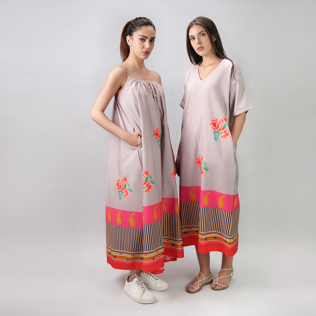 The Floral Archive Rose Print Spaghetti Strap Maxi Dress - Multicolor
