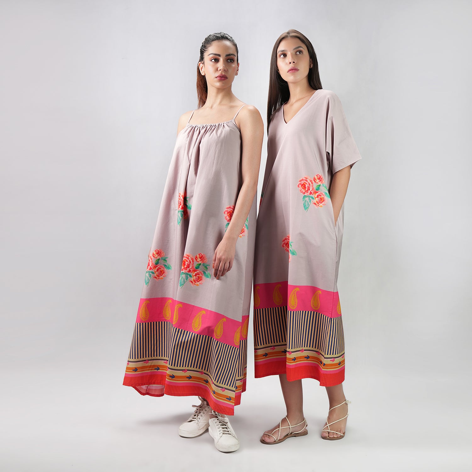 The Floral Archive Rose Print Long Kaftan Dress