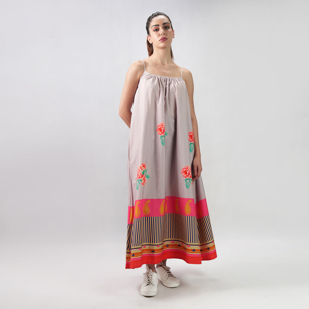 The Floral Archive Rose Print Spaghetti Strap Maxi Dress - Multicolor