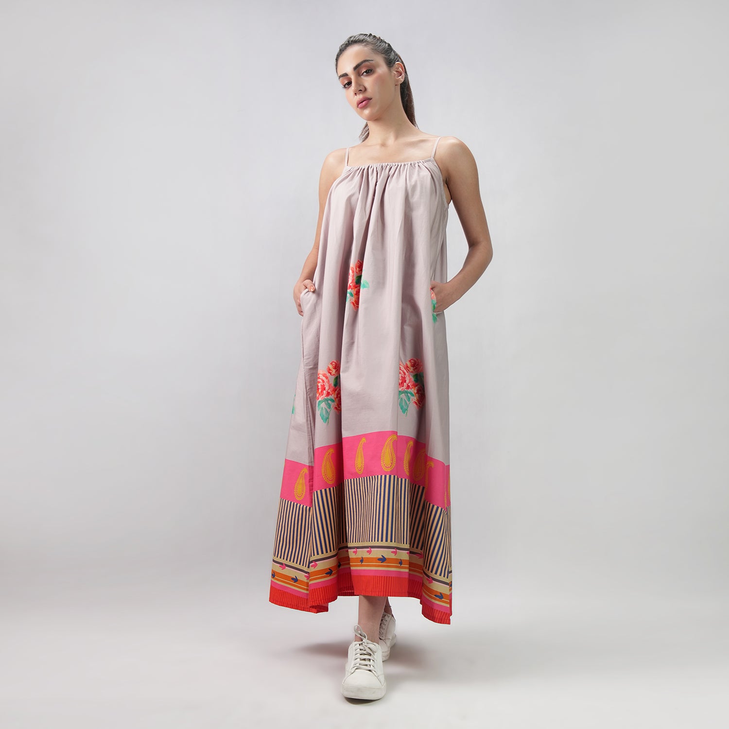 The Floral Archive Rose Print Spaghetti Strap Maxi Dress - Multicolor