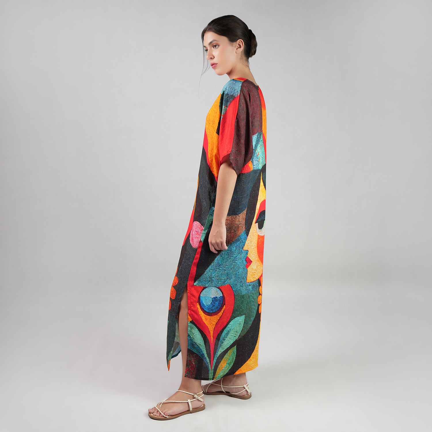 Muse Abstract Art Long Kaftan Dress
