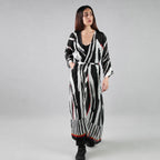 Into The Wild Zebra Print Kimono Dress - Black And White Stripe Beach Cover Up