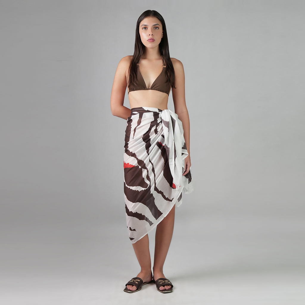 Into The Wild Zebra Animal Print Resort Cotton Sarong