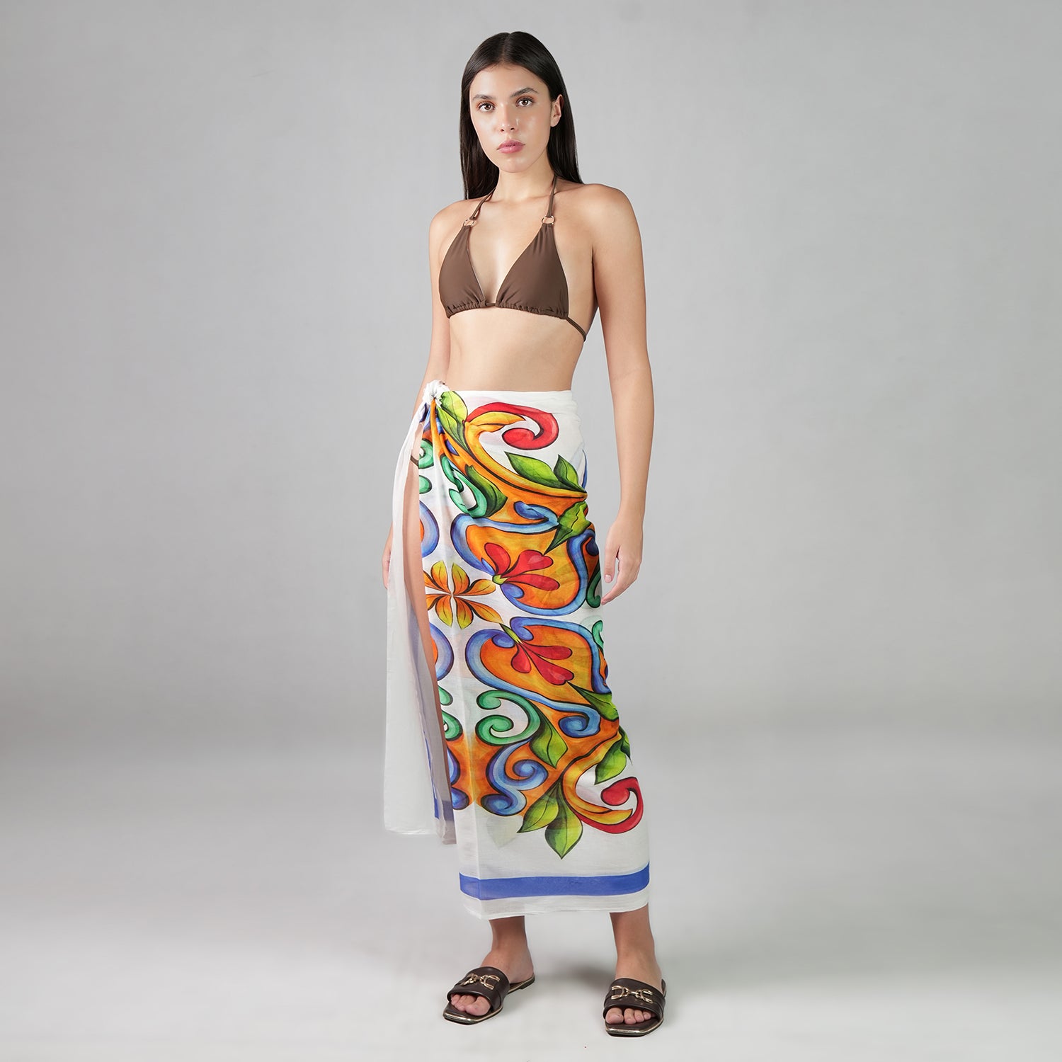 Majolica Mosaic Resort Cotton Sarong - Multicolour Motif