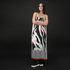 Into The Wild Zebra Print Spaghetti Strap Maxi Dress - Black & White