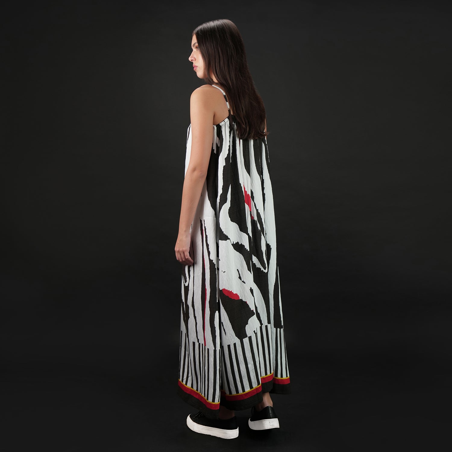 Into The Wild Zebra Print Spaghetti Strap Maxi Dress - Black & White
