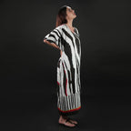 Into The Wild Zebra Print Long Kaftan Dress With Side Slit