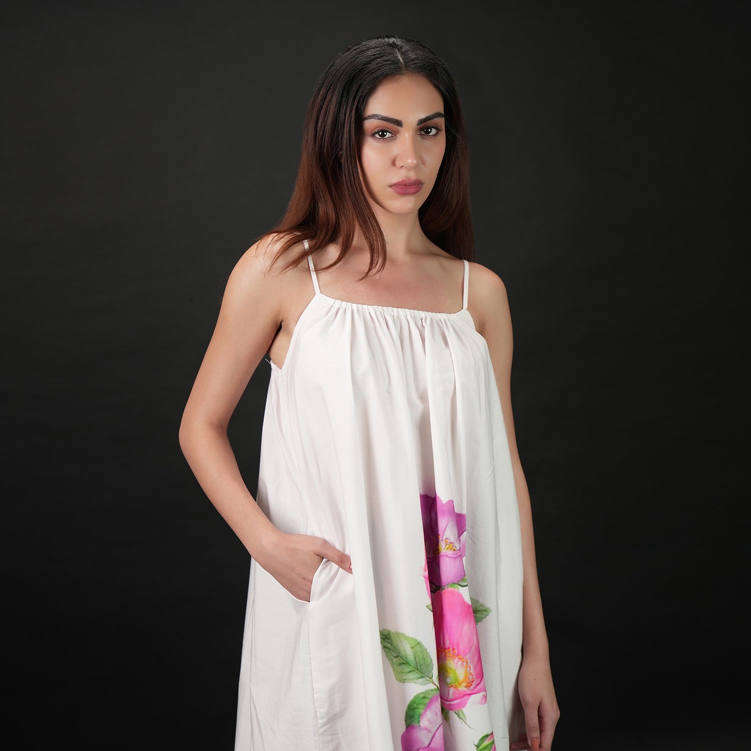 Rosé A Pink Floral Spaghetti Strap Maxi Dress - Pink & Purple