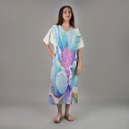 Fleur Watercolour Floral Long Kaftan Dress