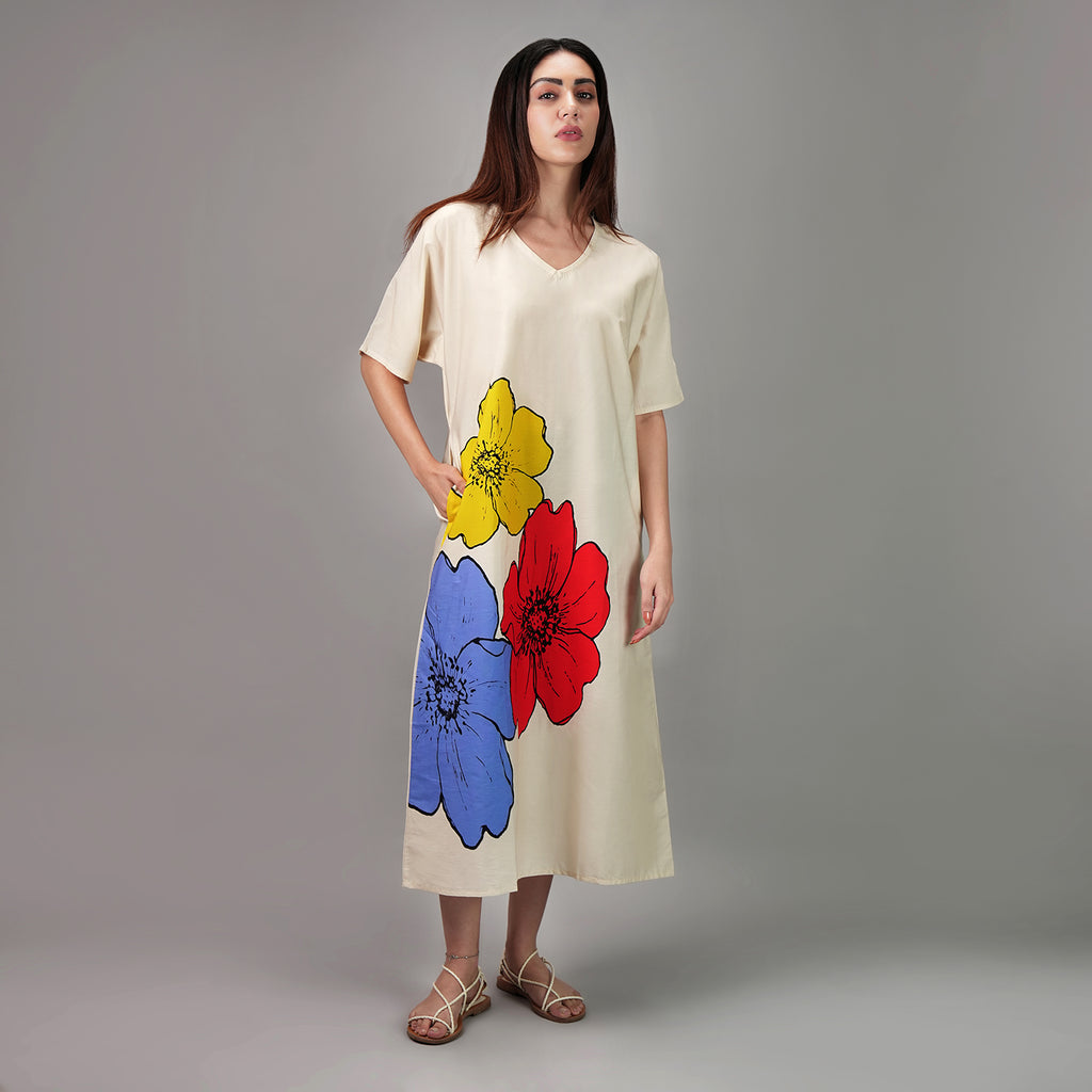 No.3 Floral Art Long Kaftan Dress