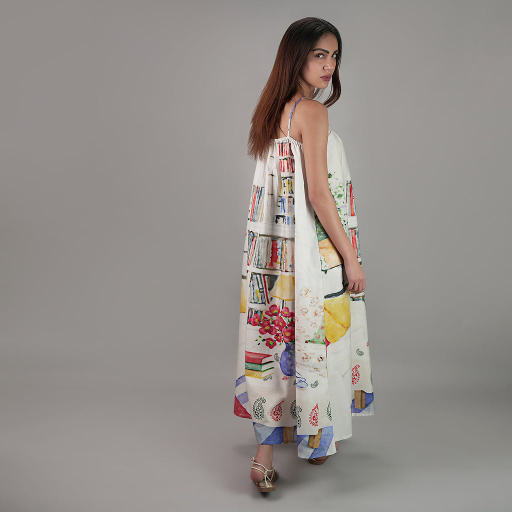 Abode Books & Blooms Vintage Look Maxi Dress