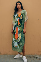 Fleur & Fruit Vintage Long Kaftan with Side Slits