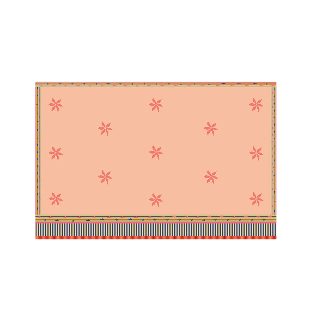 Peach Blossom Floral Resort Cotton Sarong - Peach & Multicolour