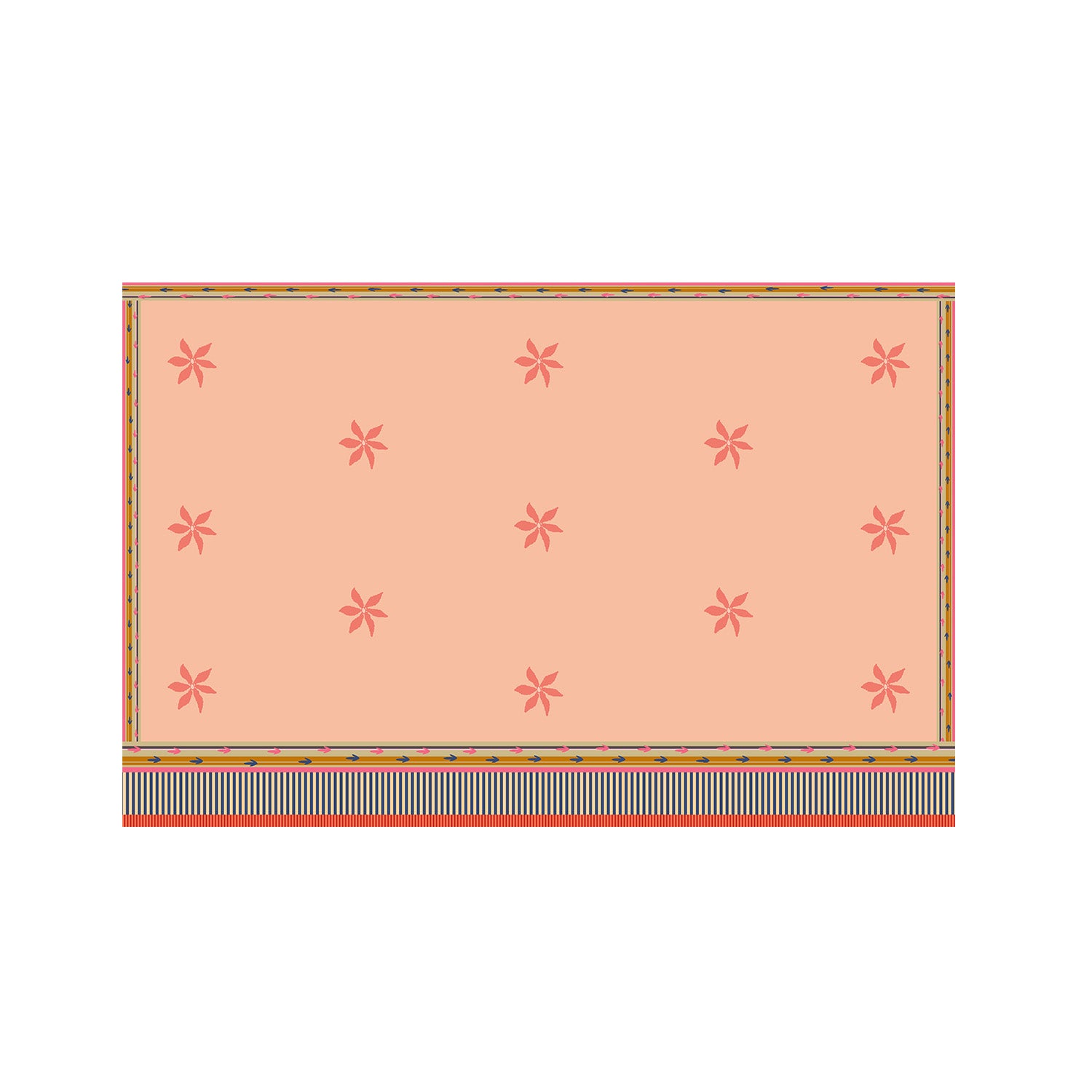 Peach Blossom Floral Resort Cotton Sarong - Peach & Multicolour