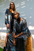 Shadow Of Sequin Shimmer Rainbow Black Short Kimono