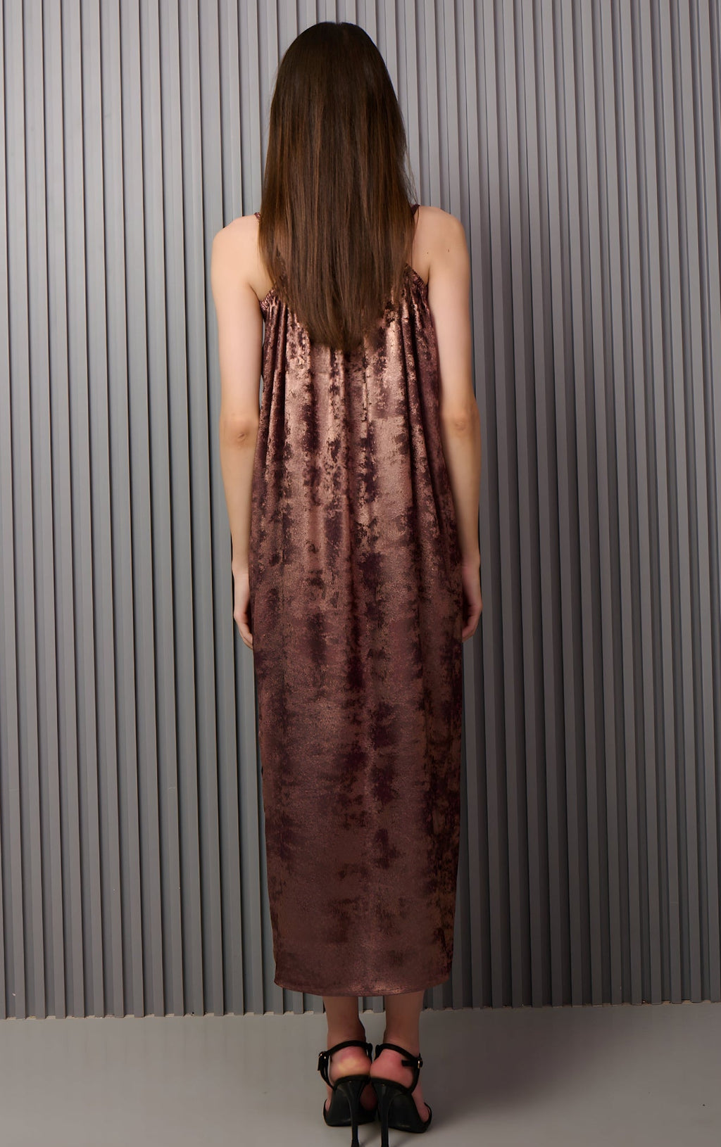 Shadow of Sequin Shimmer French Beige Maxi Dress