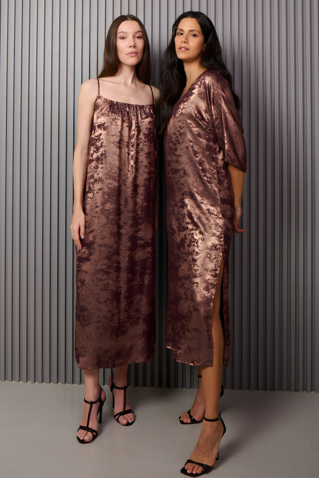 Shadow of Sequin Shimmer French Beige Maxi Dress