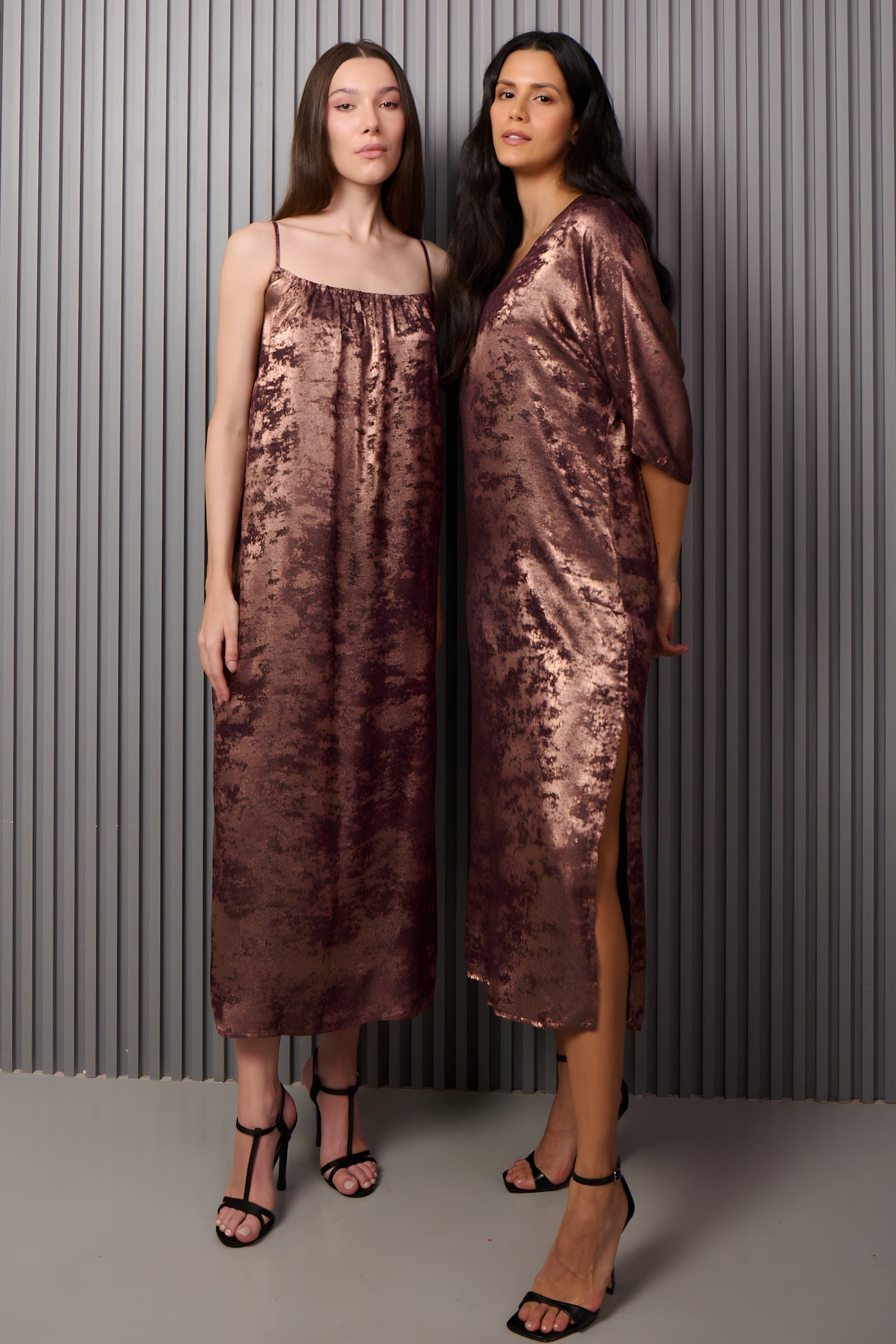 Shadow of Sequin Shimmer French Beige Maxi Dress
