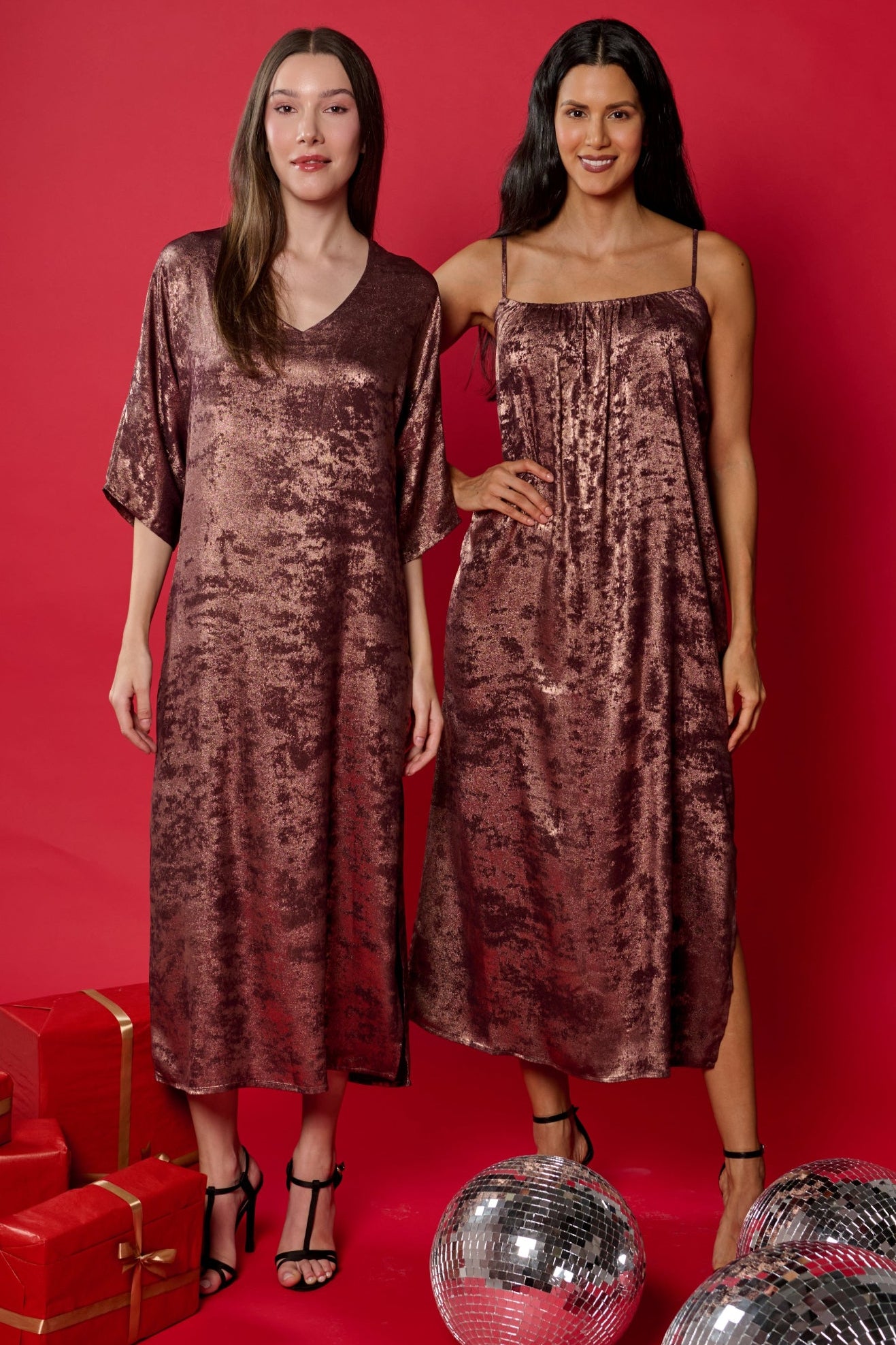 Shadow of Sequin Shimmer French Beige Maxi Dress