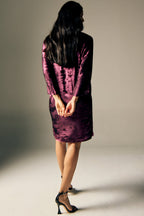 Shadow of Sequin Shimmer Magenta Purple Short Kaftan Dress