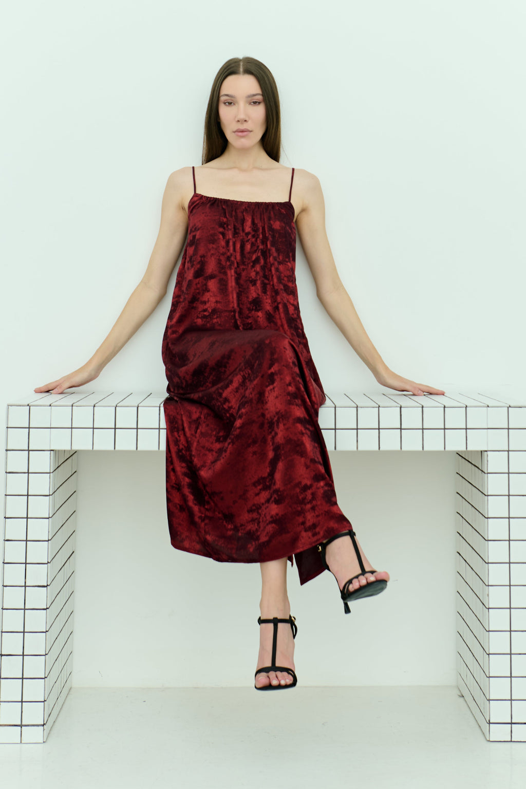 Shadow of Sequin Shimmer Red Maxi Dress