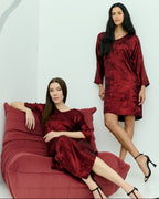 Shadow of Sequin Shimmer Red Short Kaftan Dress