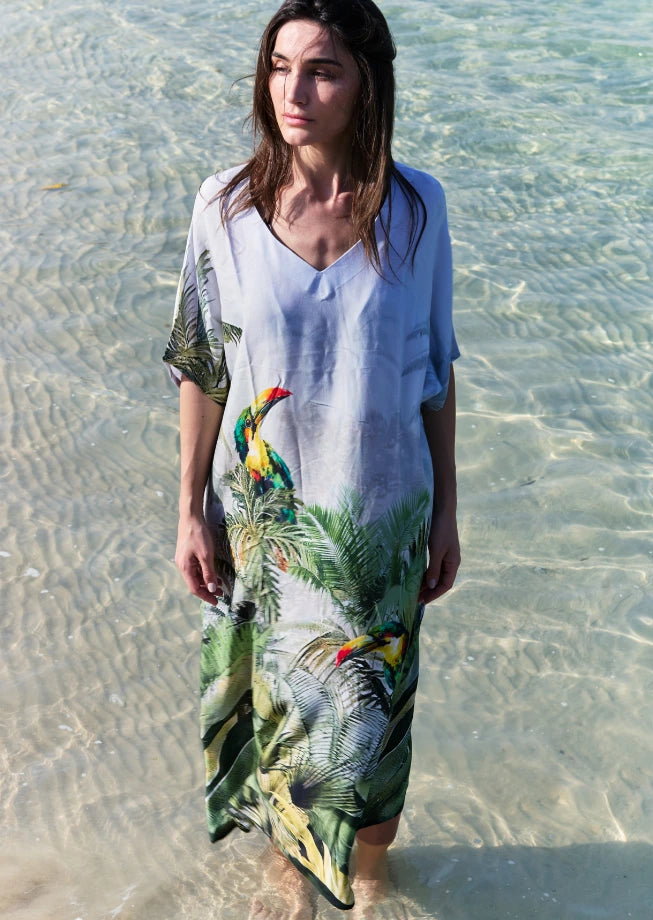 Wild Wings Bird In The Jungle Long Kaftan