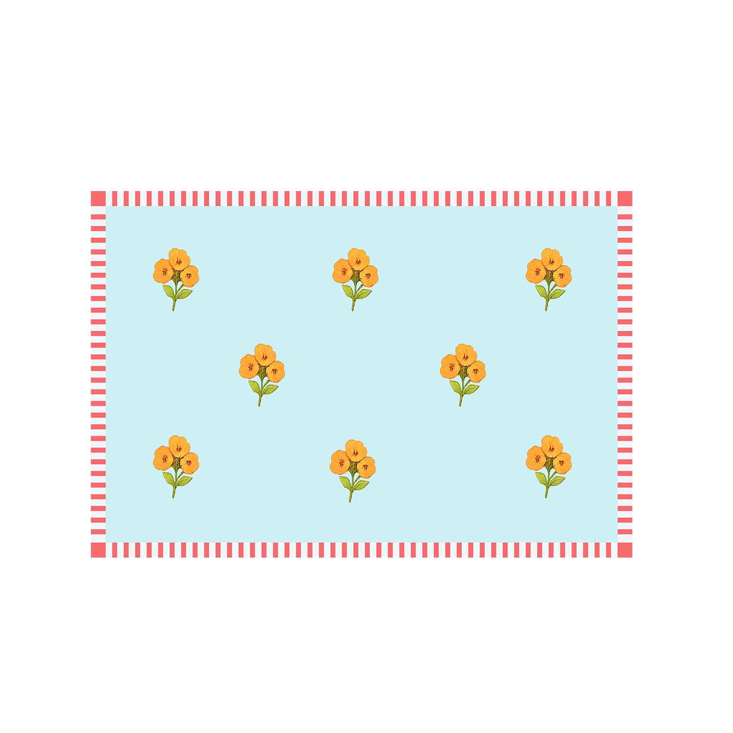 Azure Bloom Floral Resort Cotton Sarong - Powder Blue,Orange ,Red