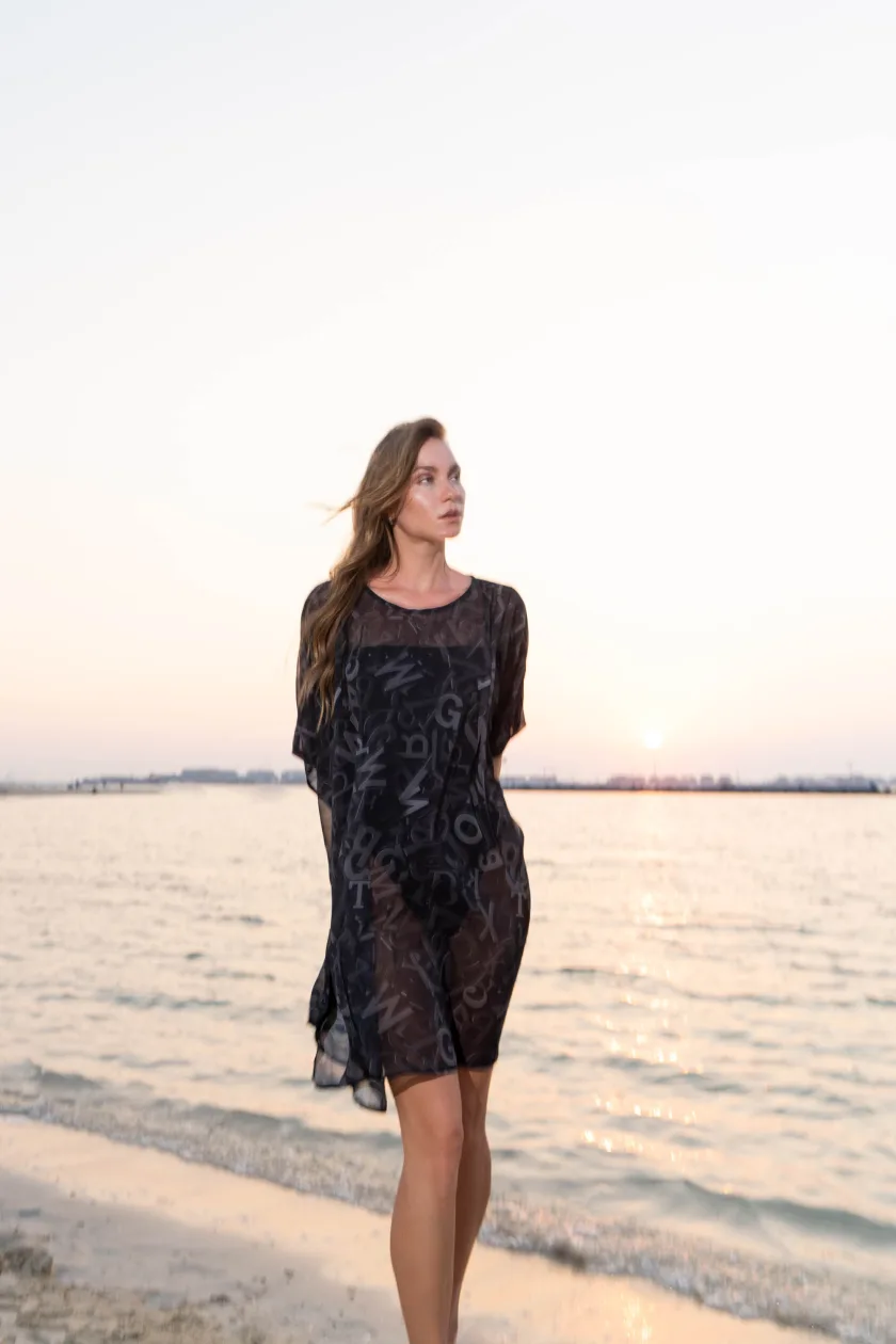 ABC Translucent Short Kaftan Dress