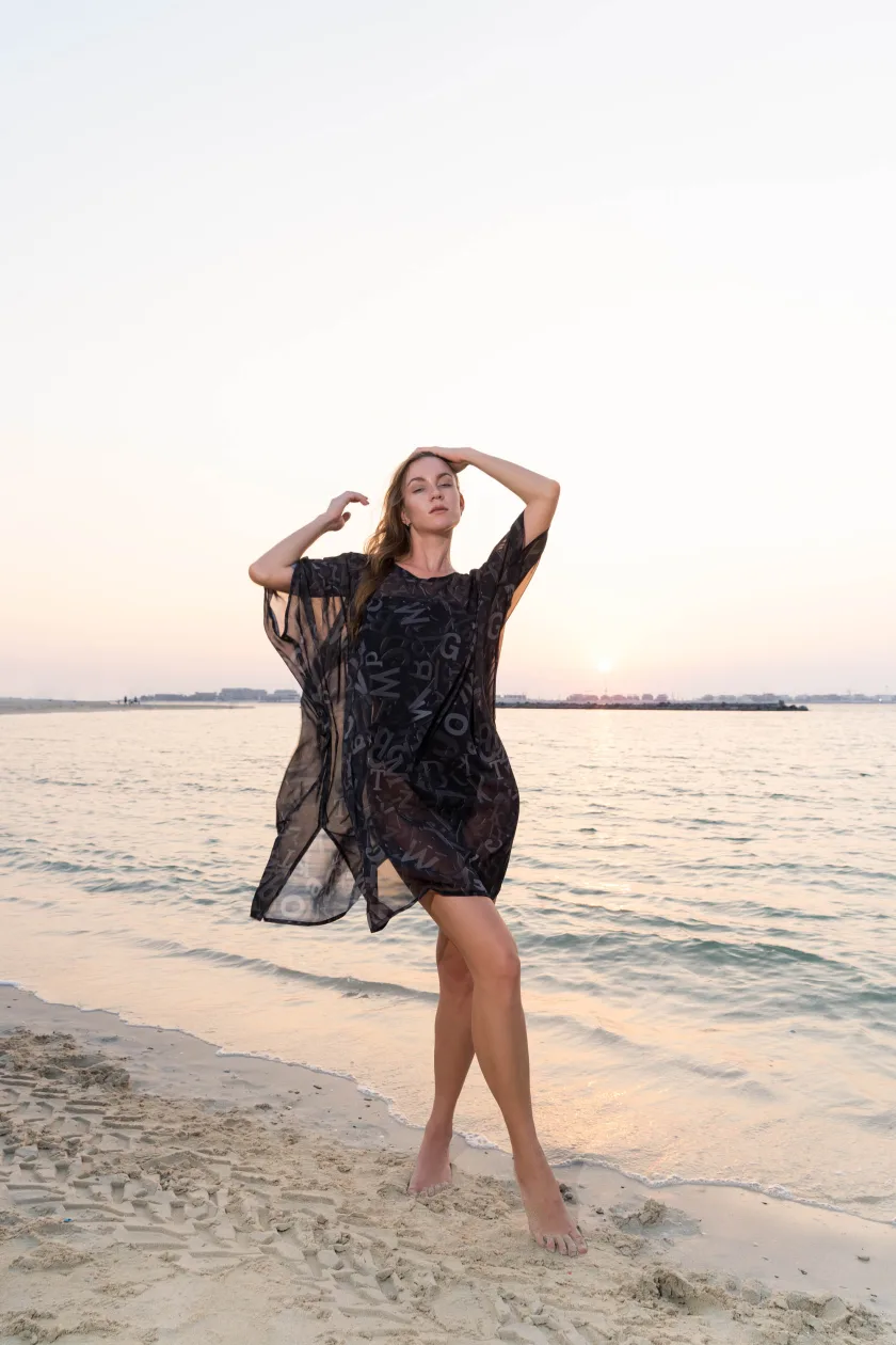 ABC Translucent Short Kaftan Dress - Image 3