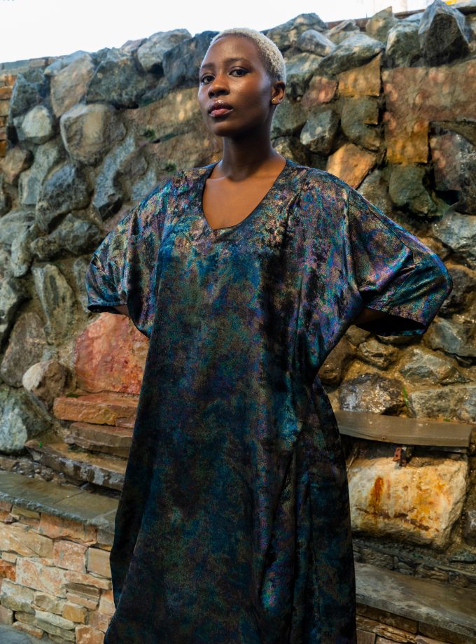 Shadow Of Sequin Long Kaftan Dress-1