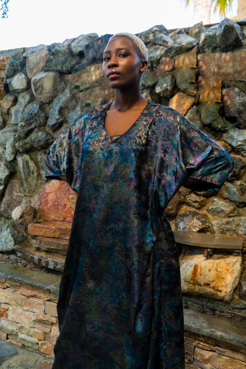 Shadow Of Sequin Long Kaftan Dress-1