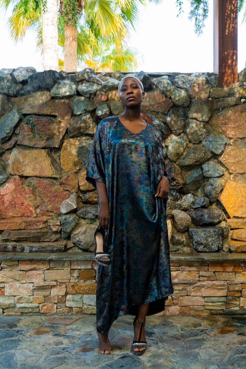 Shadow Of Sequin Long Kaftan Dress