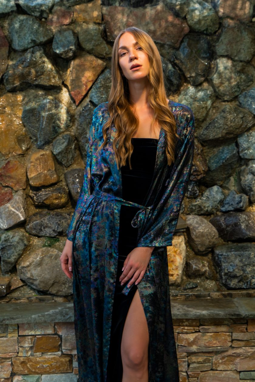 Shadow Of Sequin Long Kimono Dress - Image 2