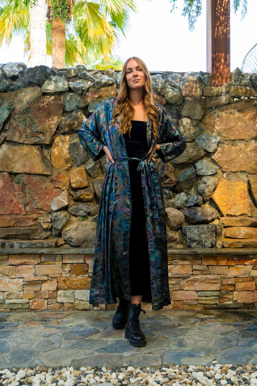 Shadow Of Sequin Long Kimono Dress - Image 3