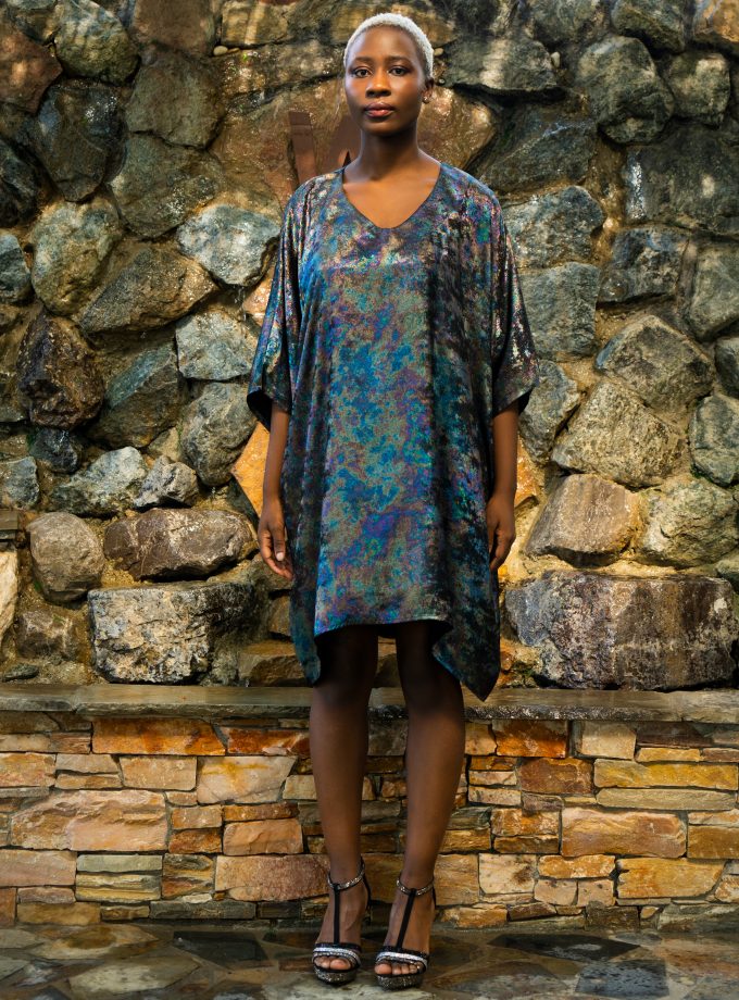 Shadow Of Sequin Short Kaftan Dress-1