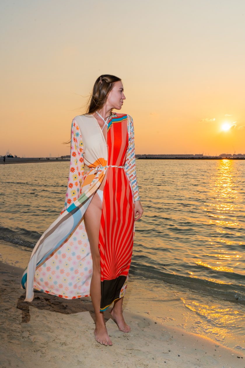 Shore Retro Print Long Kimono - Image 3